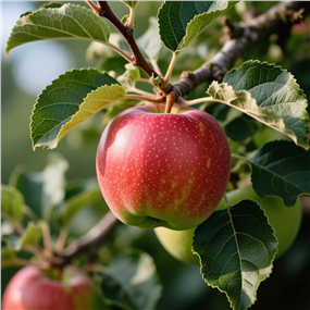 挂在枝头待成熟的苹果图片